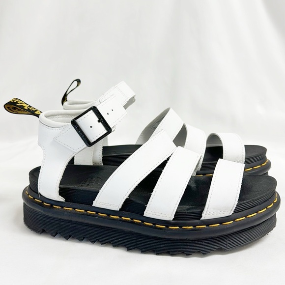 DR.MARTENS Blaire Hydro Leather Sandals Strappy White Platform Style Size 8 EUC - Picture 5 of 9